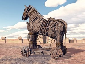 a wooden horse